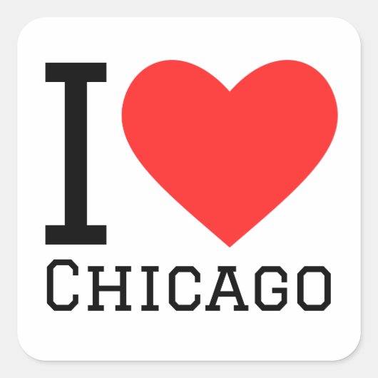 Ik hou van Chicago Vierkante Sticker (Voorkant)