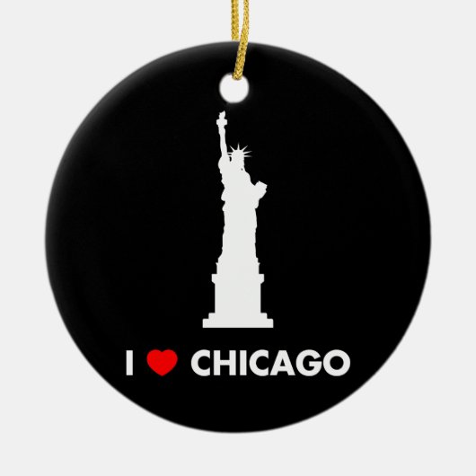 Ik hou van Chicago - Vrijheidsbeeld Keramisch Ornament (Voorkant)