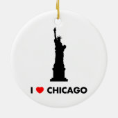 Ik hou van Chicago - Vrijheidsbeeld Keramisch Ornament (Achterkant)