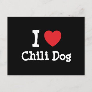 Ik hou van Chili Dog hart T-Shirt Briefkaart