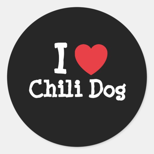 Ik hou van Chili Hond hart T-Shirt Ronde Sticker (Voorkant)