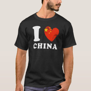 Ik hou van China Hart Vlag China T-shirt
