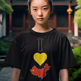 Ik hou van china verticale ik hart chinese vlag me t-shirt