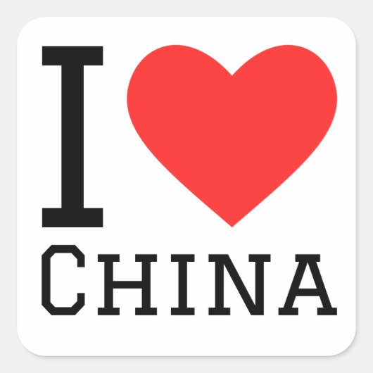 Ik hou van China Vierkante Sticker (Voorkant)