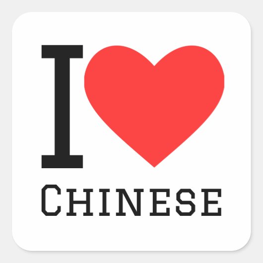 Ik hou van Chinees Vierkante Sticker (Voorkant)