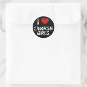 Ik hou van Chinese meisjes Ronde Sticker (Tas)