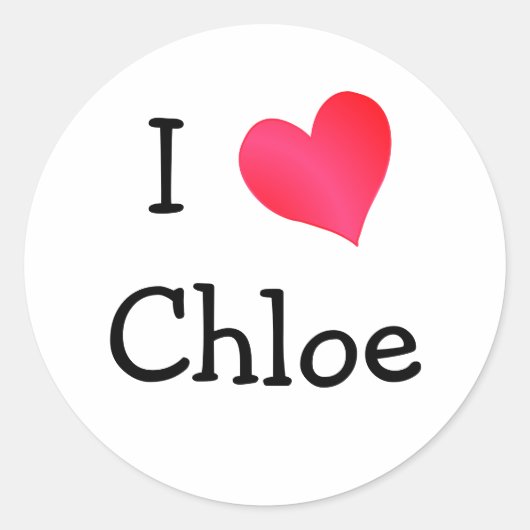 Ik hou van Chloe Ronde Sticker (Voorkant)