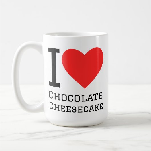Ik hou van chocolade cheesecake koffiemok (Links)