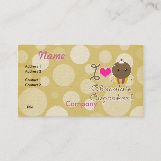 Ik hou van chocolade cupcakes visitekaartje (Voorkant)