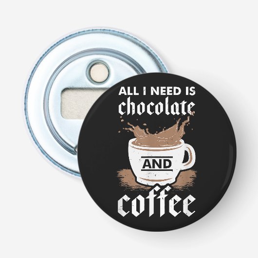 Ik hou van chocolade en koffie button flesopener (Voorkant)