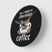 Ik hou van chocolade en koffie ronde klok (Hoek)
