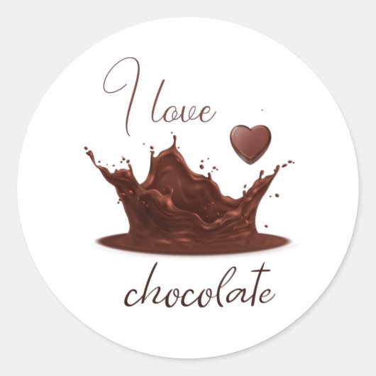 Ik hou van chocolade, grappige chocoladedag ronde sticker (Voorkant)