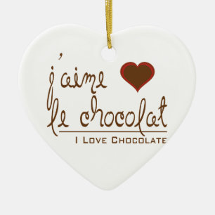 Ik hou van chocolade, in het Frans! Keramisch Ornament