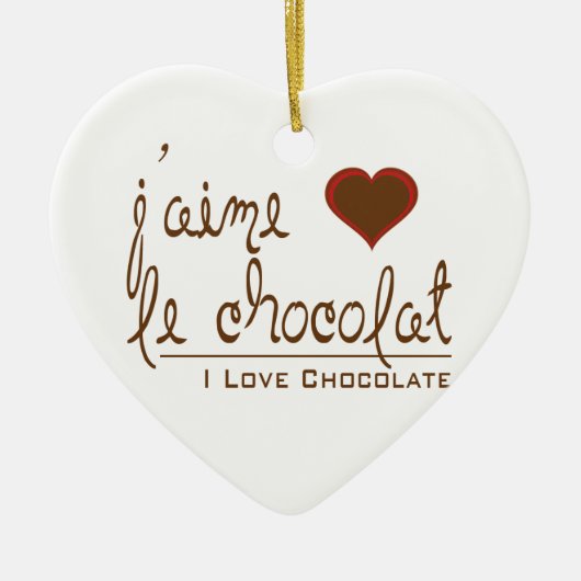 Ik hou van chocolade, in het Frans! Keramisch Ornament (Voorkant)