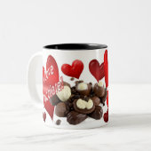 Ik hou van Chocolade Tweekleurige Koffiemok (Voorkant links)