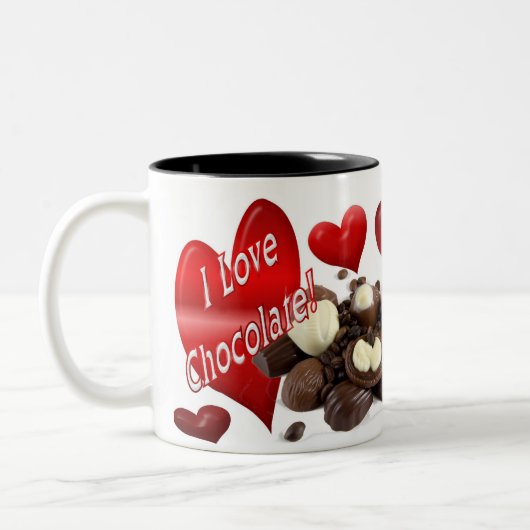 Ik hou van Chocolade Tweekleurige Koffiemok (Links)