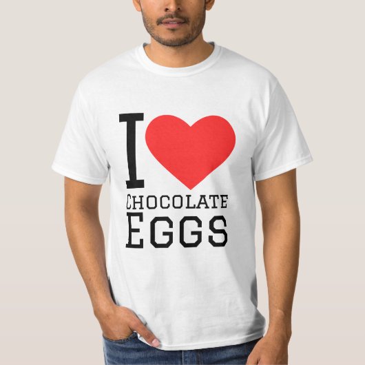 Ik hou van chocoladeeieren vierkante sticker t-shirt (Voorkant)