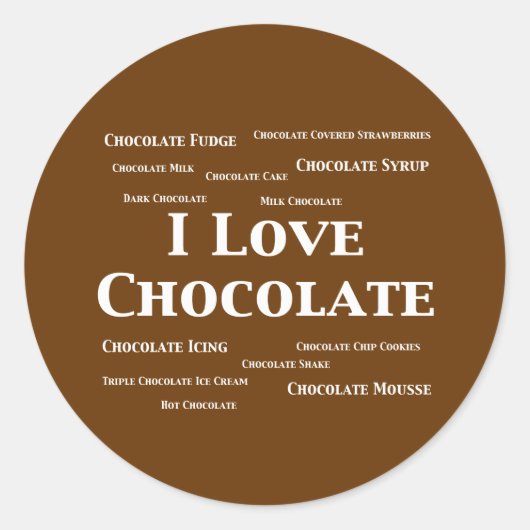Ik hou van chocoladegeschenken ronde sticker (Voorkant)