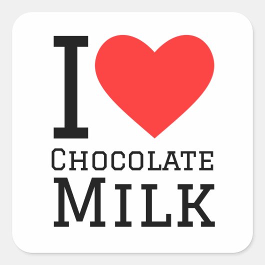 Ik hou van chocolademelk vierkante sticker (Voorkant)