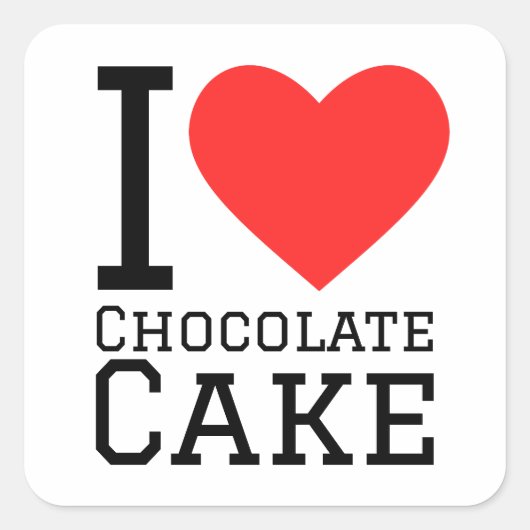 Ik hou van chocoladetaart vierkante sticker (Voorkant)