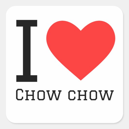 Ik hou van chow chow vierkante sticker (Voorkant)