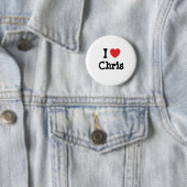 Ik hou van Chris hart aangepast Ronde Button 5,7 Cm (In situ)