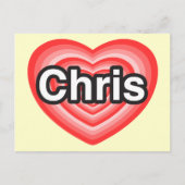 Ik hou van Chris. Ik hou van je Chris. Hart Briefkaart (Voorkant)