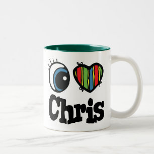 Ik hou van Chris Tweekleurige Koffiemok