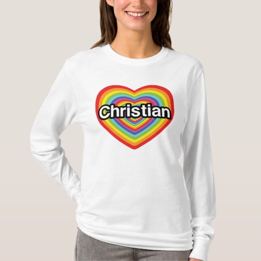 Ik hou van Christelijk: regenbooghart T-shirt (Voorkant)