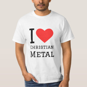 Ik hou van Christelijke metalen vierkante sticker T-shirt