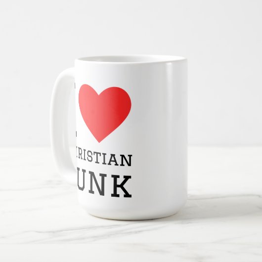 Ik hou van Christelijke punk vierkante sticker Koffiemok (Voorkant links)
