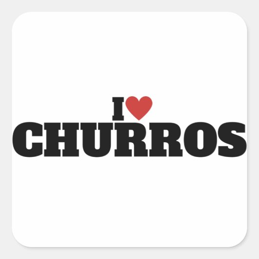 Ik hou van Churros Vierkante Sticker (Voorkant)
