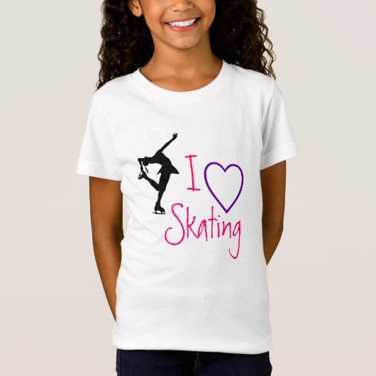 Ik hou van Cijfer Skating - paars hart T-shirt (Voorkant)