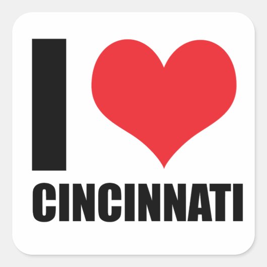 Ik hou van Cincinnati Vierkante Sticker (Voorkant)