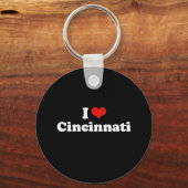 Ik hou van Cincinnati Witte T-shirt Sleutelhanger (Voorkant)