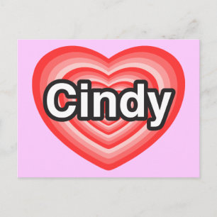 Ik hou van Cindy. Ik hou van je Cindy. Hart Briefkaart