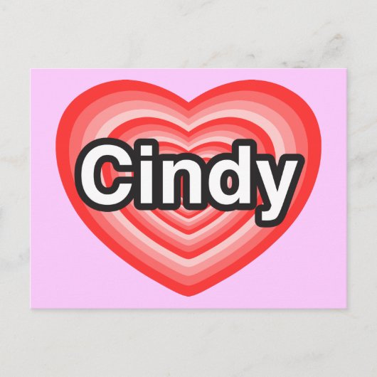 Ik hou van Cindy. Ik hou van je Cindy. Hart Briefkaart (Voorkant)