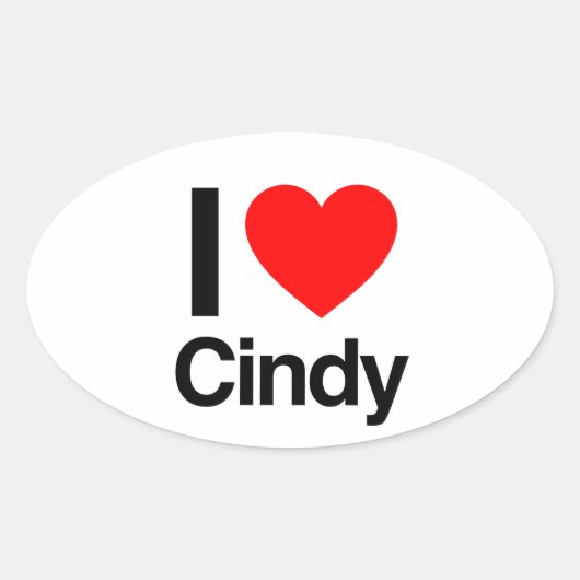 ik hou van cindy ovale sticker (Voorkant)