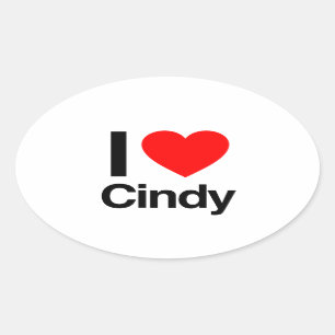 ik hou van cindy ovale sticker