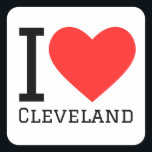 Ik hou van Cleveland Vierkante Sticker<br><div class="desc">I love Cleveland ,  for Ohio lovers</div>
