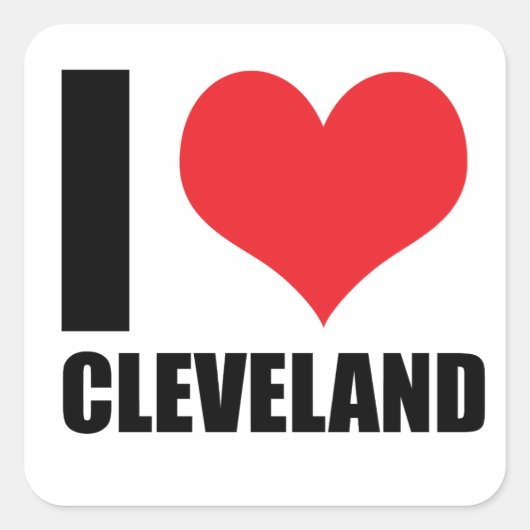 Ik hou van Cleveland Vierkante Sticker (Voorkant)