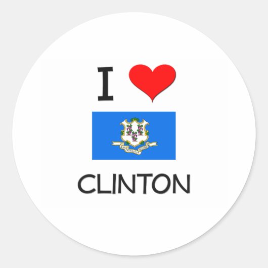 Ik hou van Clinton Connecticut Ronde Sticker (Voorkant)