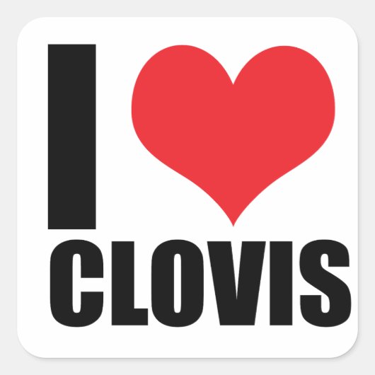 Ik hou van Clovis Vierkante Sticker (Voorkant)