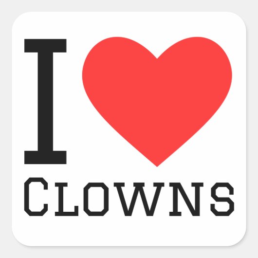 Ik hou van clowns vierkante sticker (Voorkant)