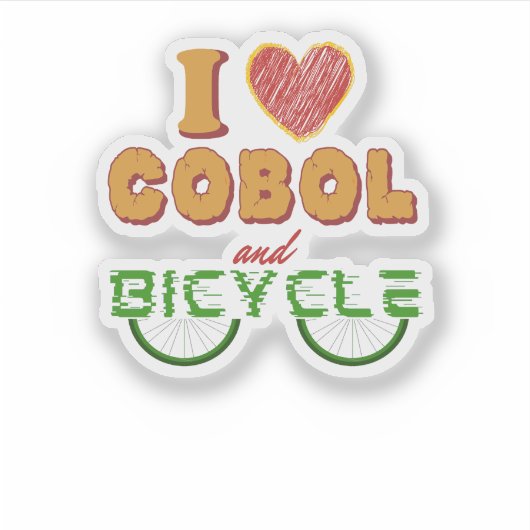 Ik hou van Cobol-programmering en de fietssticker Sticker (Voorkant)