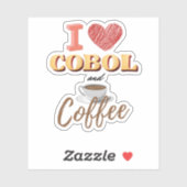 Ik hou van Cobol-programmering en koffiesticker Sticker (Vel)