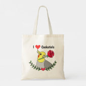 Ik hou van cockatiels Cute Funny Cockatiel Bird Tote Bag (Achterkant)
