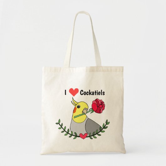 Ik hou van cockatiels Cute Funny Cockatiel Bird Tote Bag (Voorkant)
