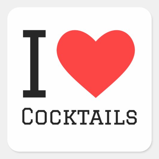 Ik hou van cocktails vierkante sticker (Voorkant)