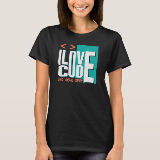 Ik hou van code programmeur web developer t-shirt (Voorkant)